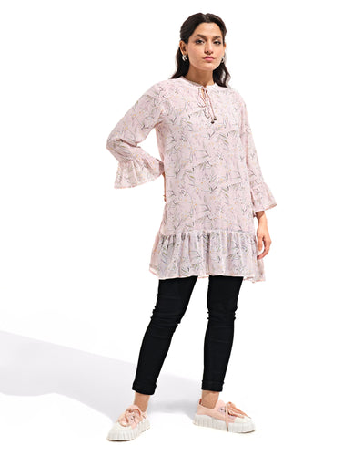 Women Floral Tier Top with Tie Detail