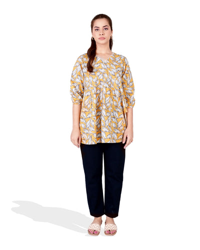 Women Printed Angrakha Style Top