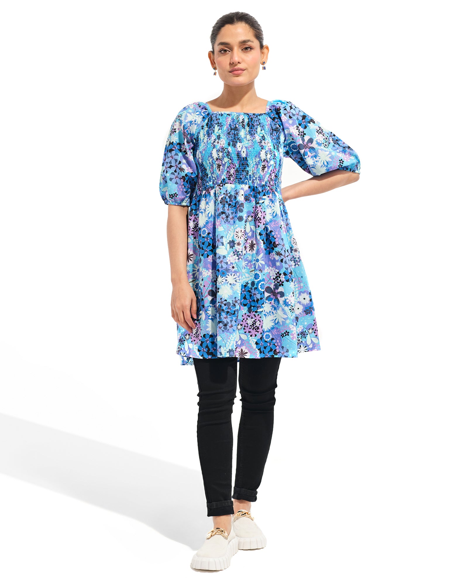 Women Printed Raglan Dress