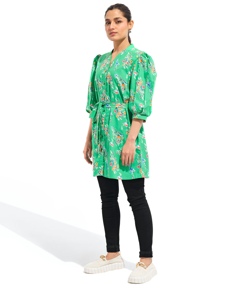 Women Printed Belted Top - Engine - Buy Now