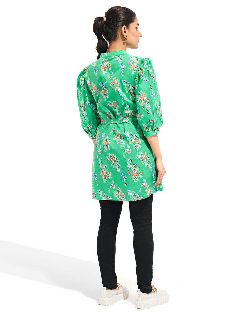 Women Printed Belted Top - Engine - Buy Now