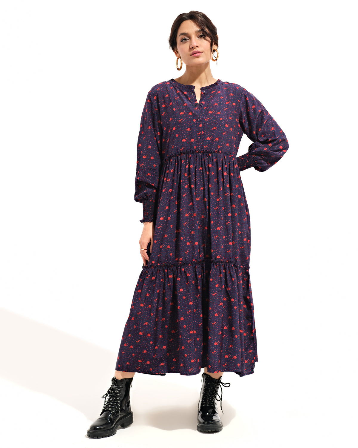 Women Printed Double Tier Dress - Engine - Buy Now