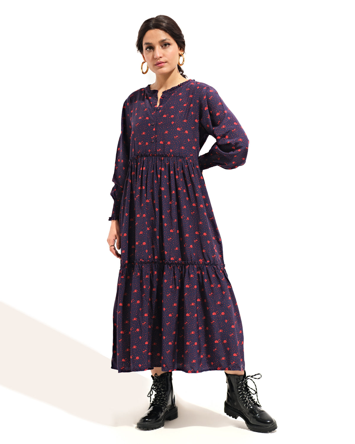 Women Printed Double Tier Dress - Engine - Buy Now