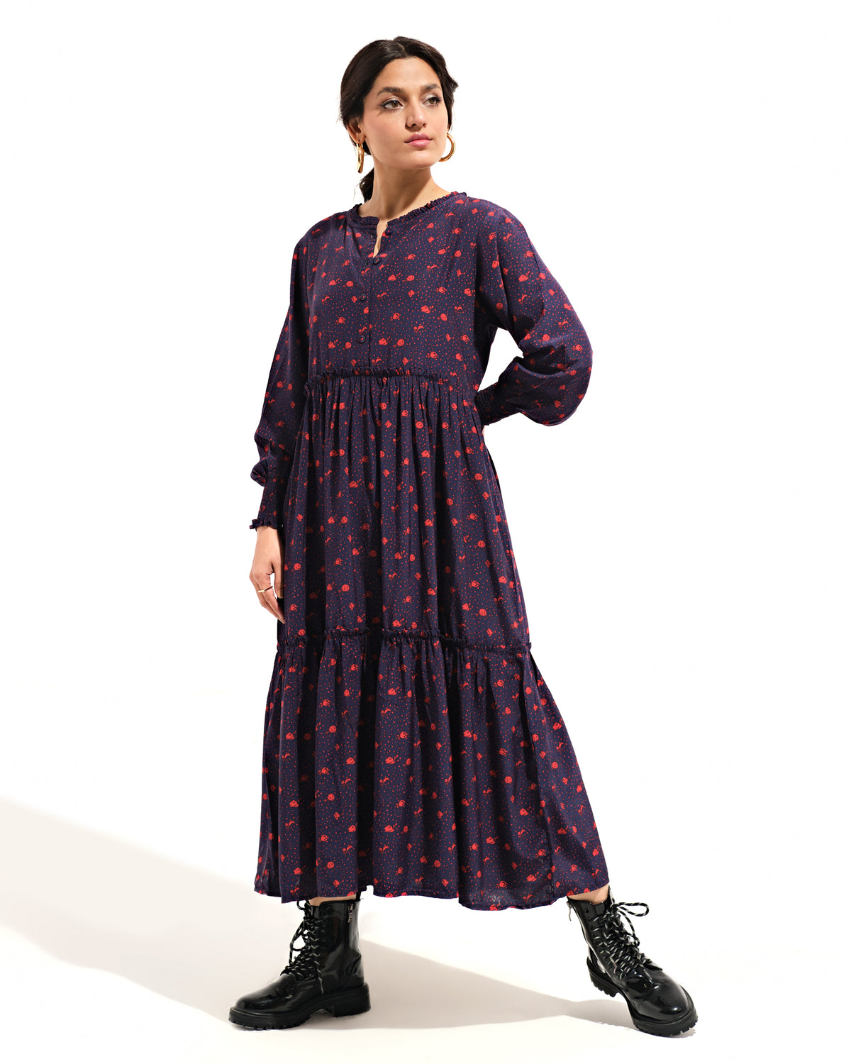 Women Printed Double Tier Dress - Engine - Buy Now
