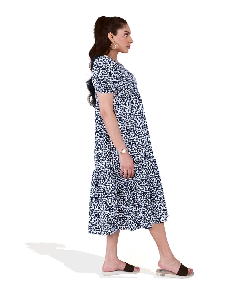 Women Double Tier Printed Dress - Engine - Buy Now