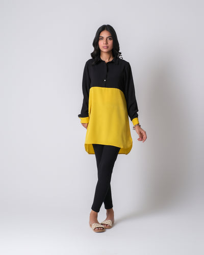 Women Mid-Length Color Block Top