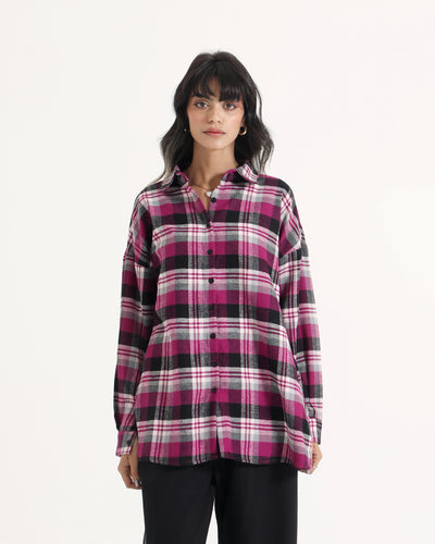 Women Check Mid-Length Top