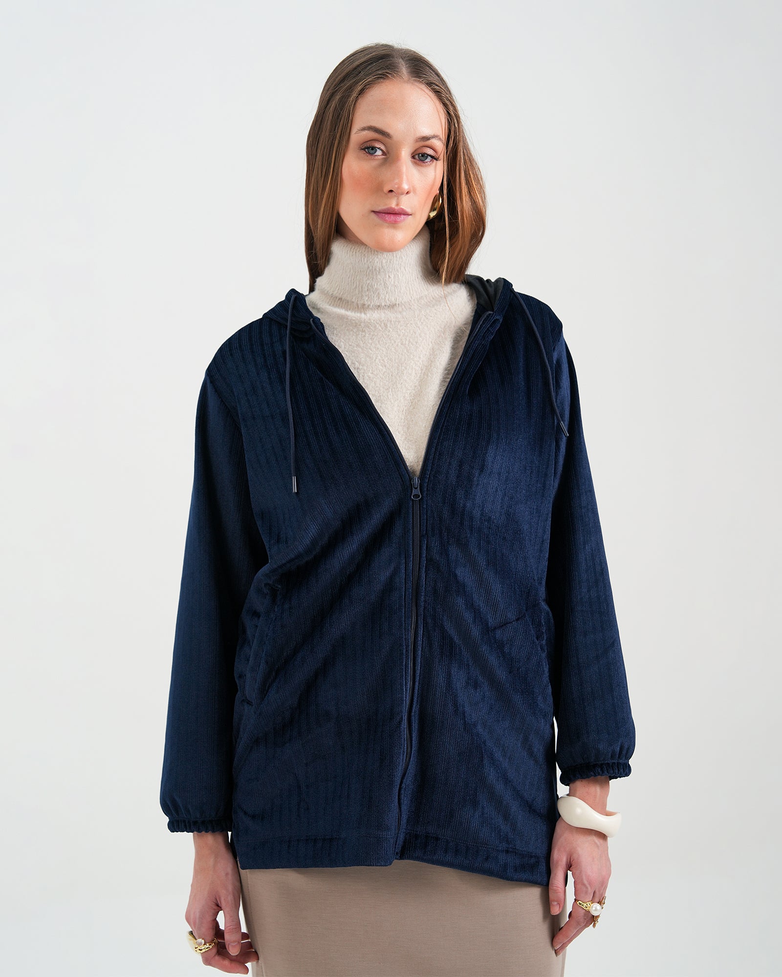 Women Basic Zip-Up Upper