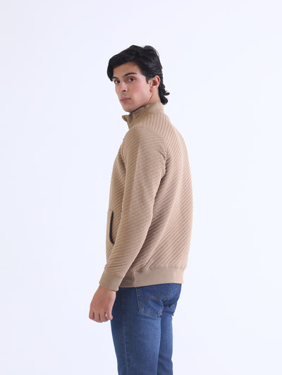 Men Mock Neck Zipper Upper