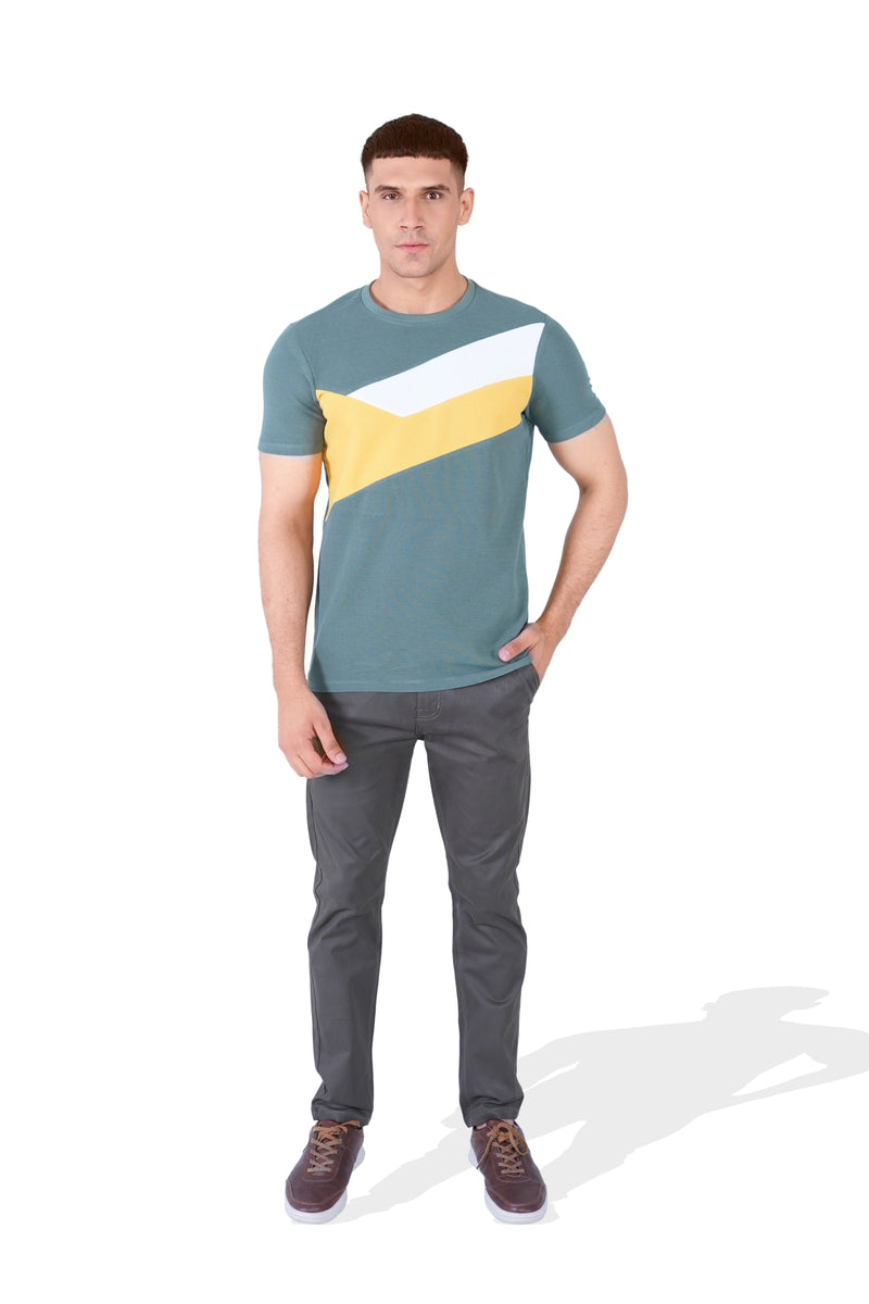 Men Geometric Color Block T Shirt - Engine - Buy Now