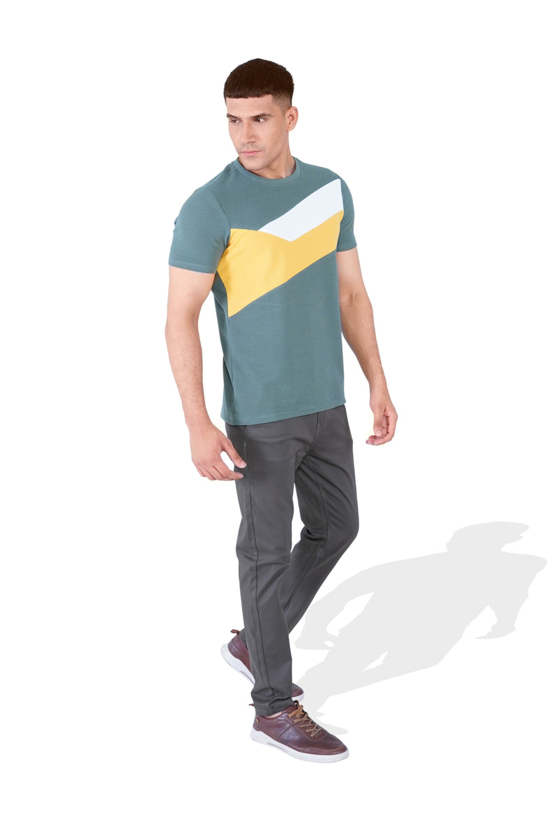 Men Geometric Color Block T Shirt - Engine - Buy Now