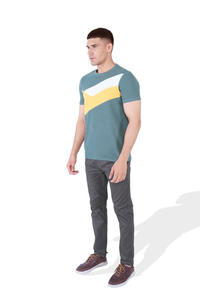 Men Geometric Color Block T Shirt - Engine - Buy Now