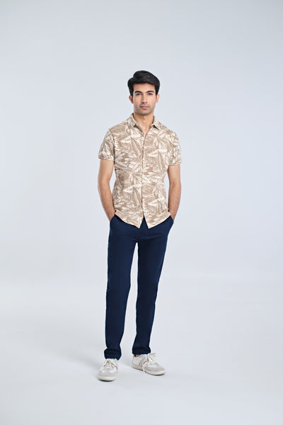 Men S/S Printed Button Down