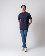 Men Band Collar Polo Tee - Engine - Buy Now
