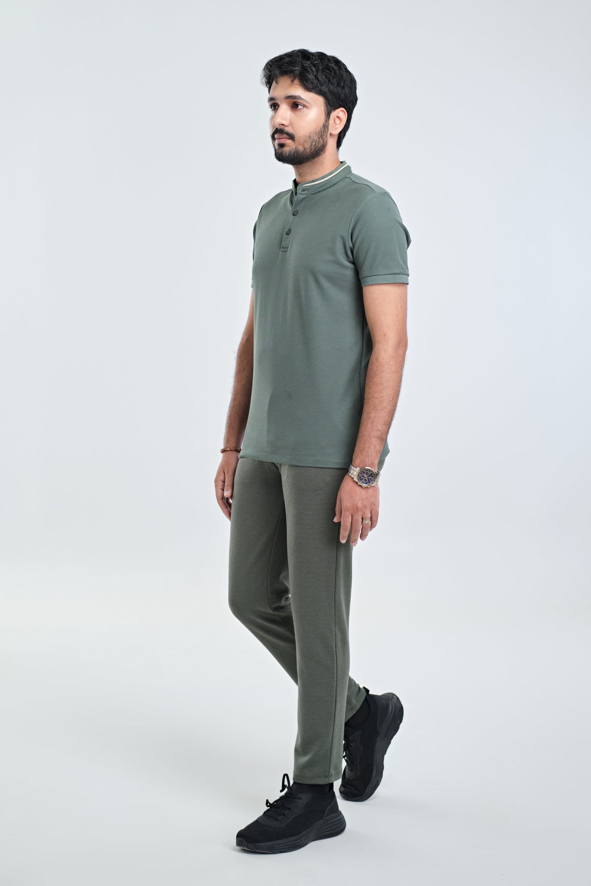 Men Ban Collar Polo Tee - Engine - Buy Now