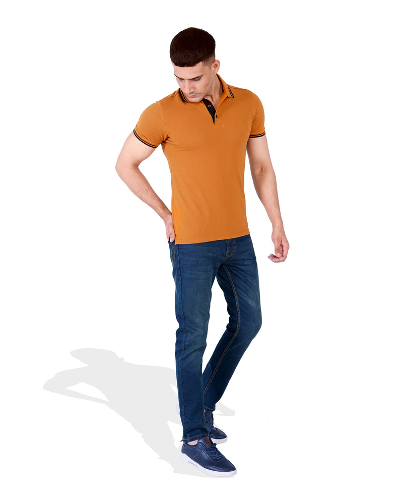 Men Solid Knitted Polo Tee - Engine - Buy Now
