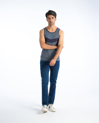 Men Sleeveless Panel Knit Vest