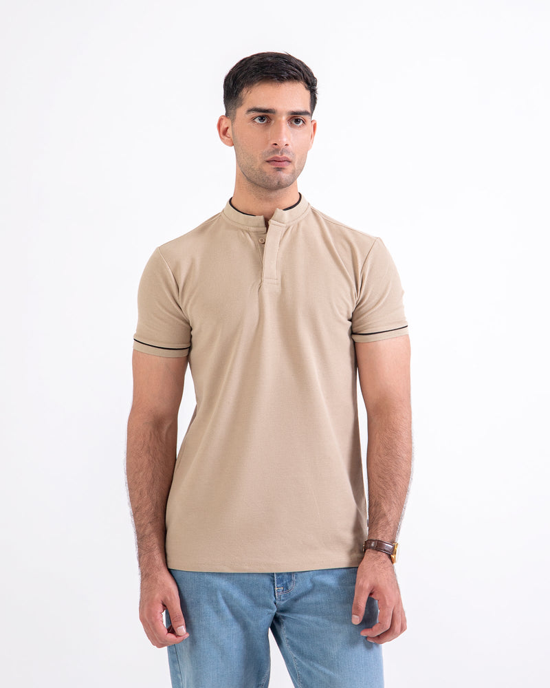 Men Ban Collar Polo Tee - Engine - Buy Now