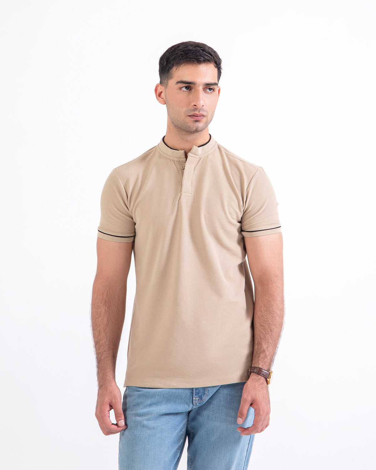 Men Ban Collar Polo Tee - Engine - Buy Now