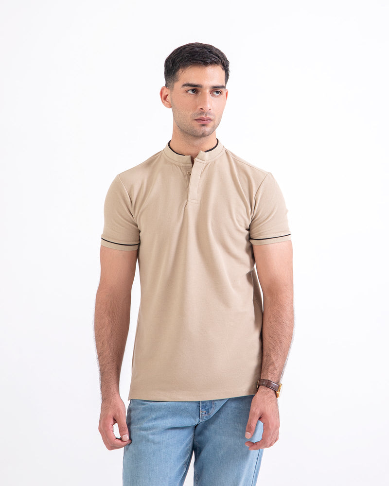 Men Ban Collar Polo Tee - Engine - Buy Now