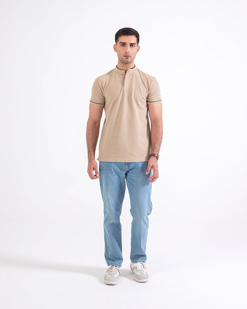 Men Ban Collar Polo Tee - Engine - Buy Now