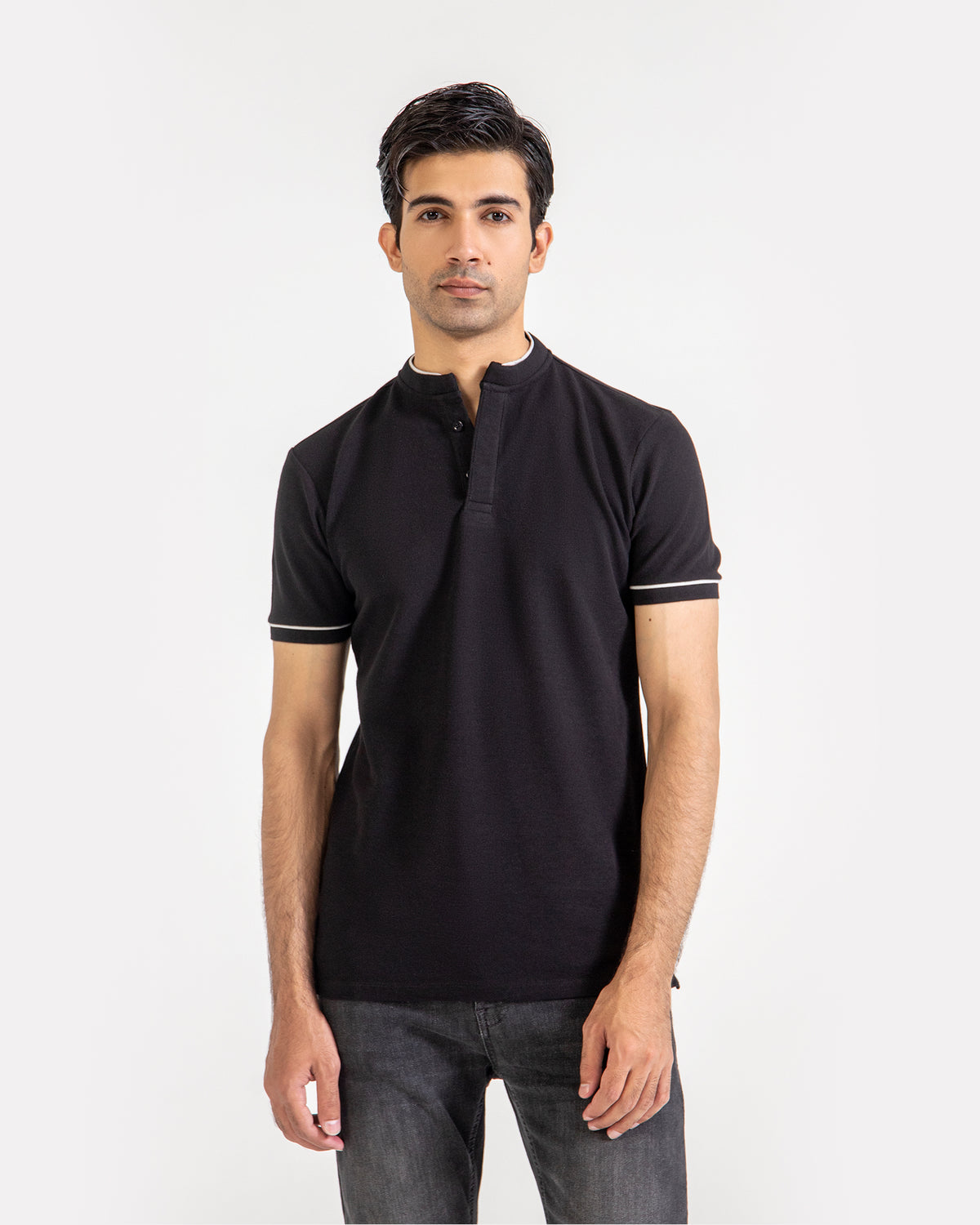 Men Ban Collar Polo Tee - Engine - Buy Now