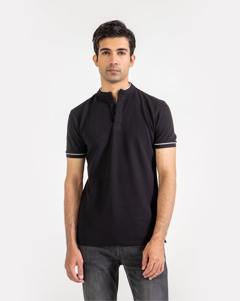 Men Ban Collar Polo Tee - Engine - Buy Now