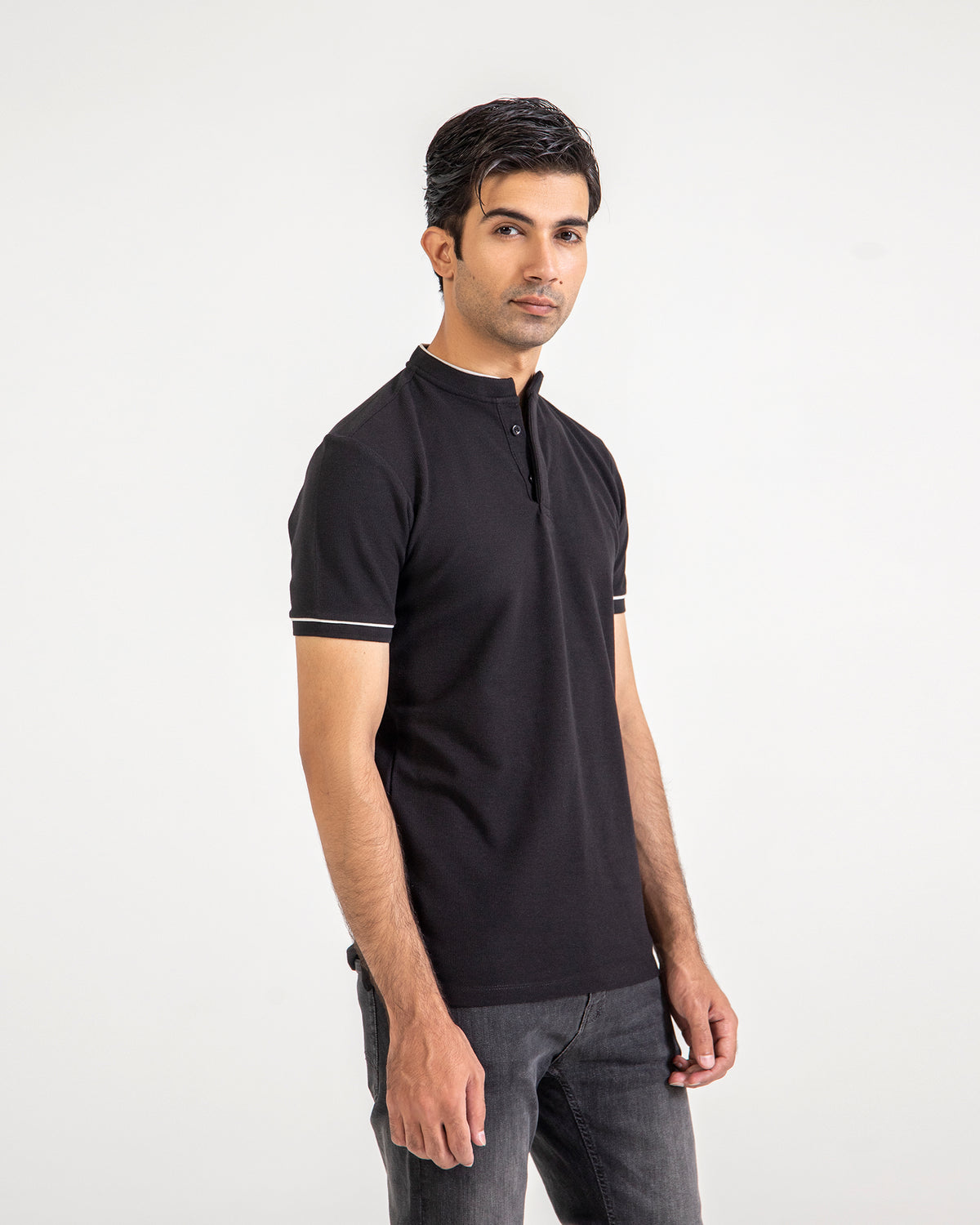 Men Ban Collar Polo Tee - Engine - Buy Now