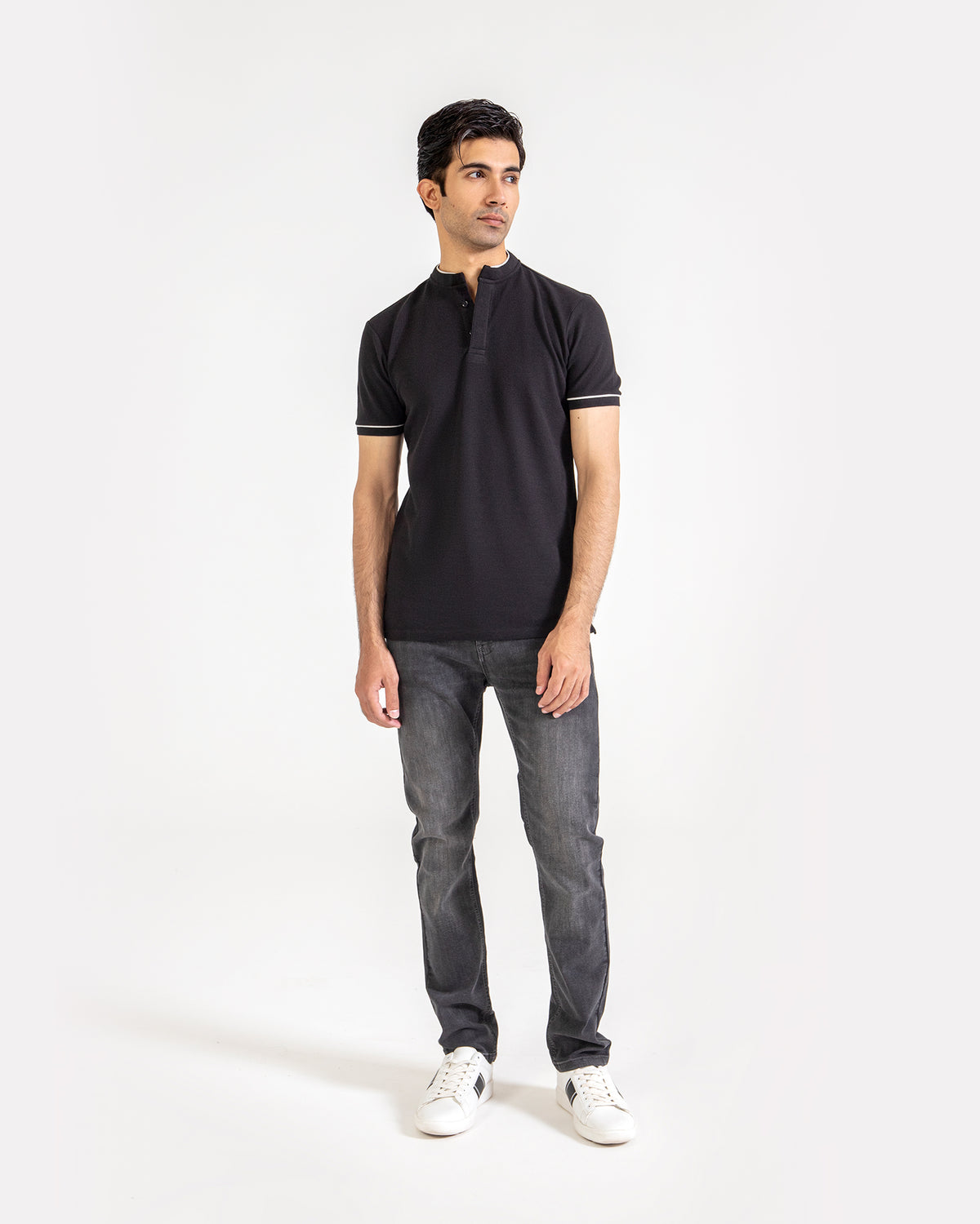 Men Ban Collar Polo Tee - Engine - Buy Now