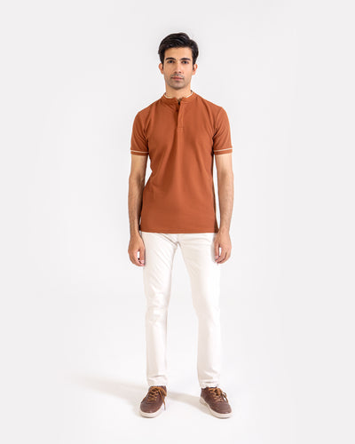 Men Ban Collar Polo Tee