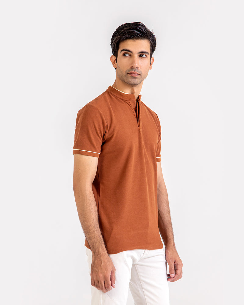 Men Ban Collar Polo Tee - Engine - Buy Now
