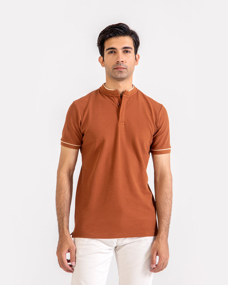 Men Ban Collar Polo Tee - Engine - Buy Now