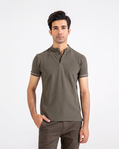 Men Ban Collar Polo Tee
