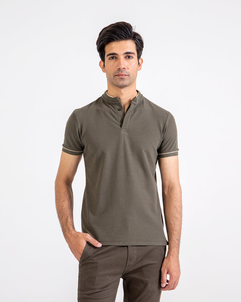 Men Ban Collar Polo Tee - Engine - Buy Now