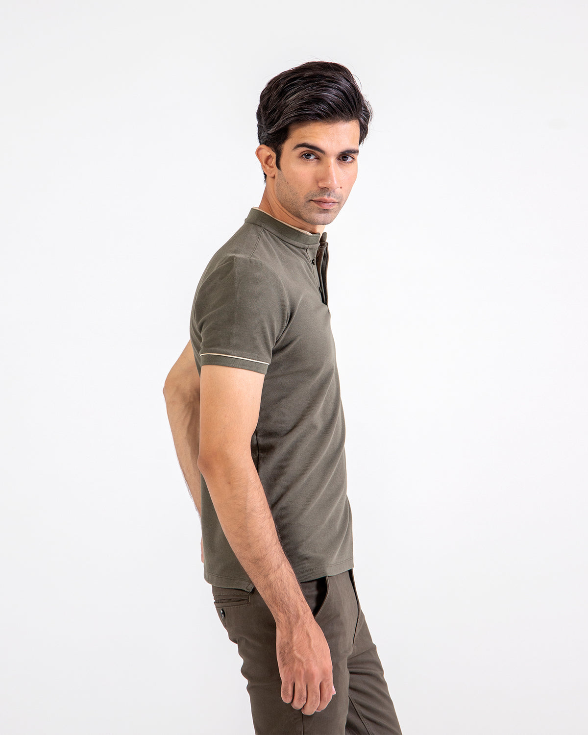 Men Ban Collar Polo Tee - Engine - Buy Now