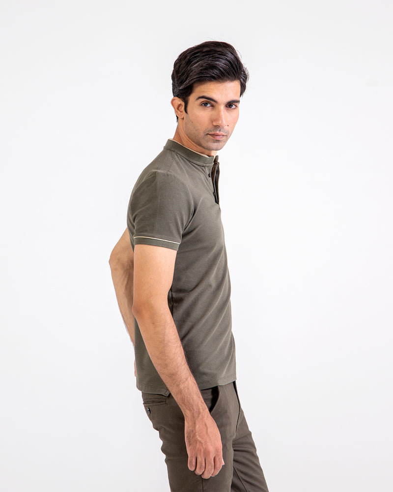 Men Ban Collar Polo Tee - Engine - Buy Now
