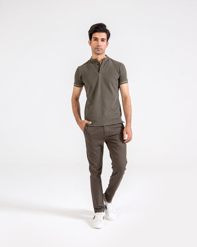 Men Ban Collar Polo Tee