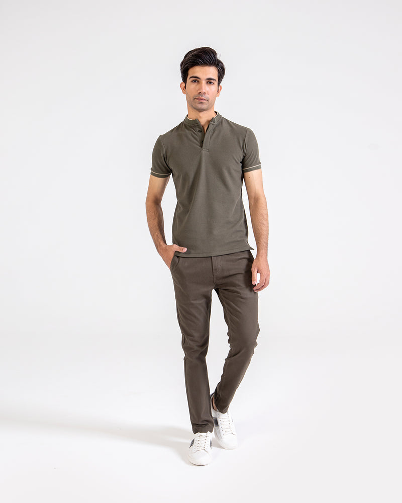 Men Ban Collar Polo Tee - Engine - Buy Now
