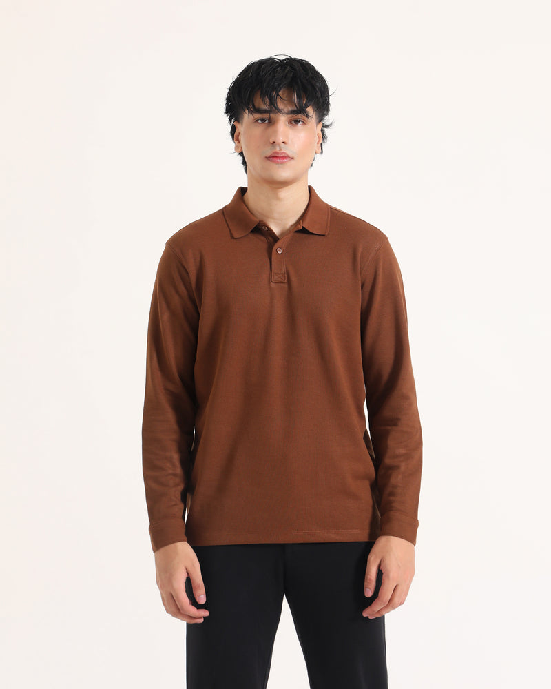 Men Solid L/S Polo Tee - Engine - Buy Now