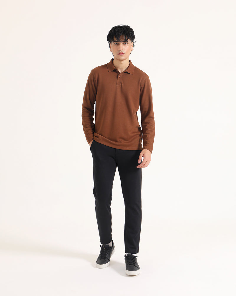 Men Solid L/S Polo Tee - Engine - Buy Now