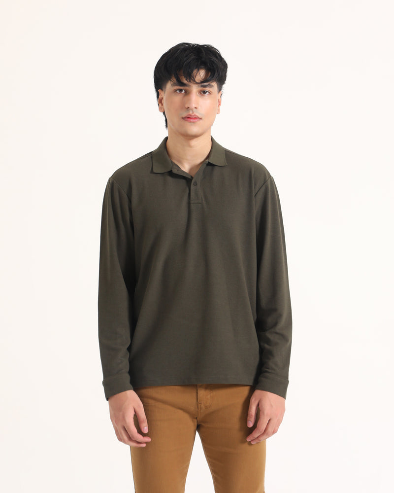 Men Solid L/S Polo Tee - Engine - Buy Now