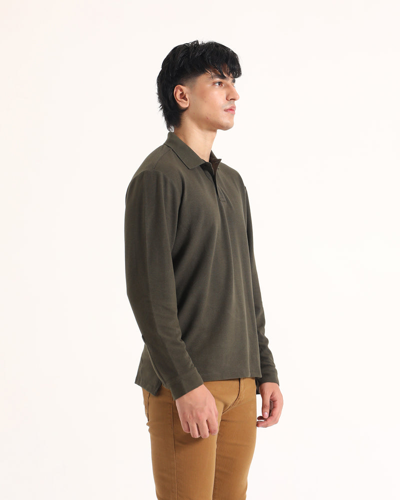 Men Solid L/S Polo Tee - Engine - Buy Now