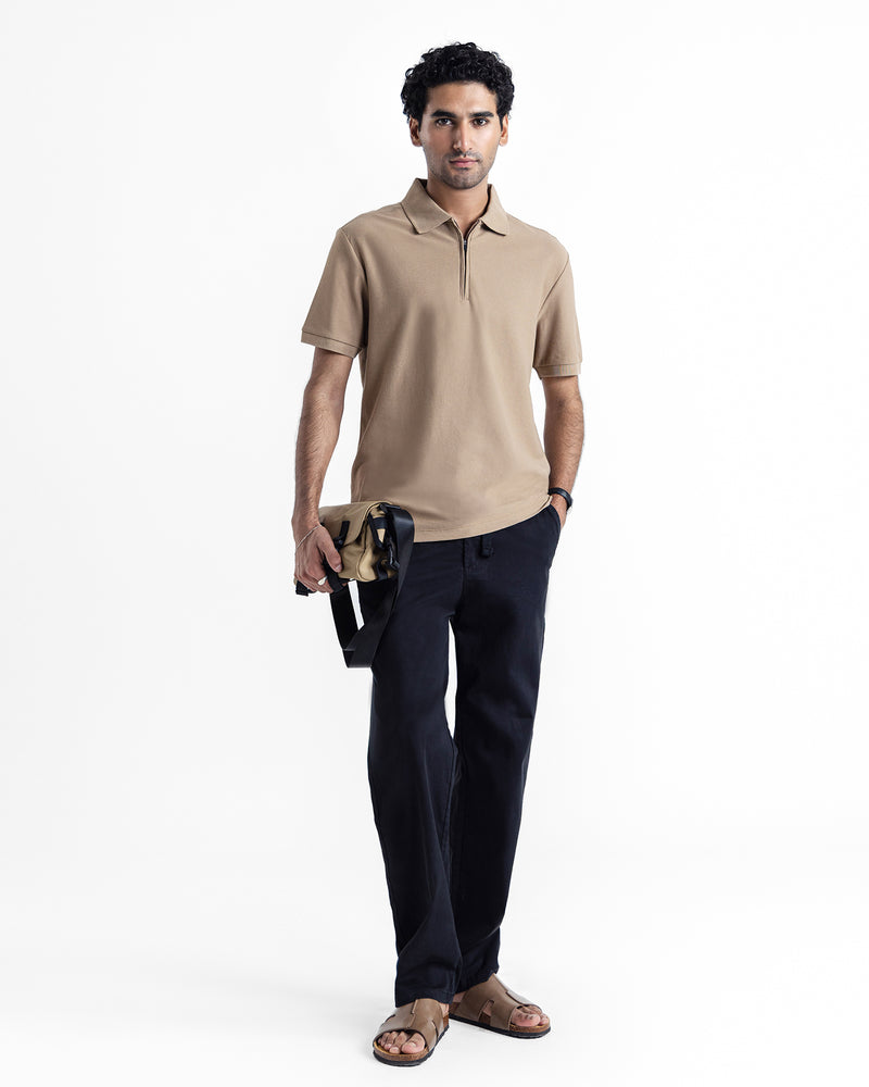 Men Zipper Polo