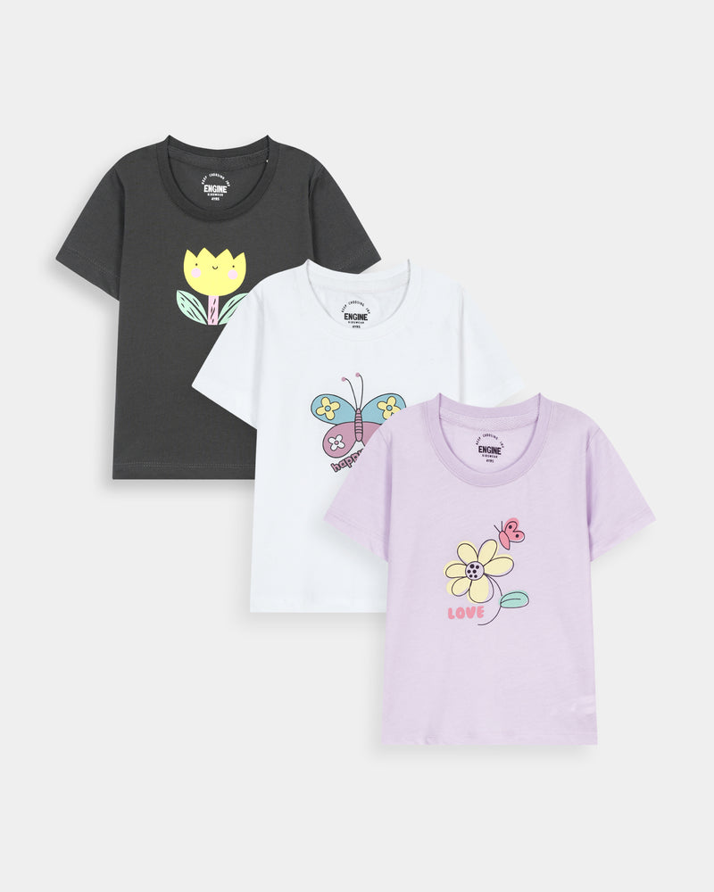 Girls T Shirt (Pack Of 3) - Engine - Buy Now