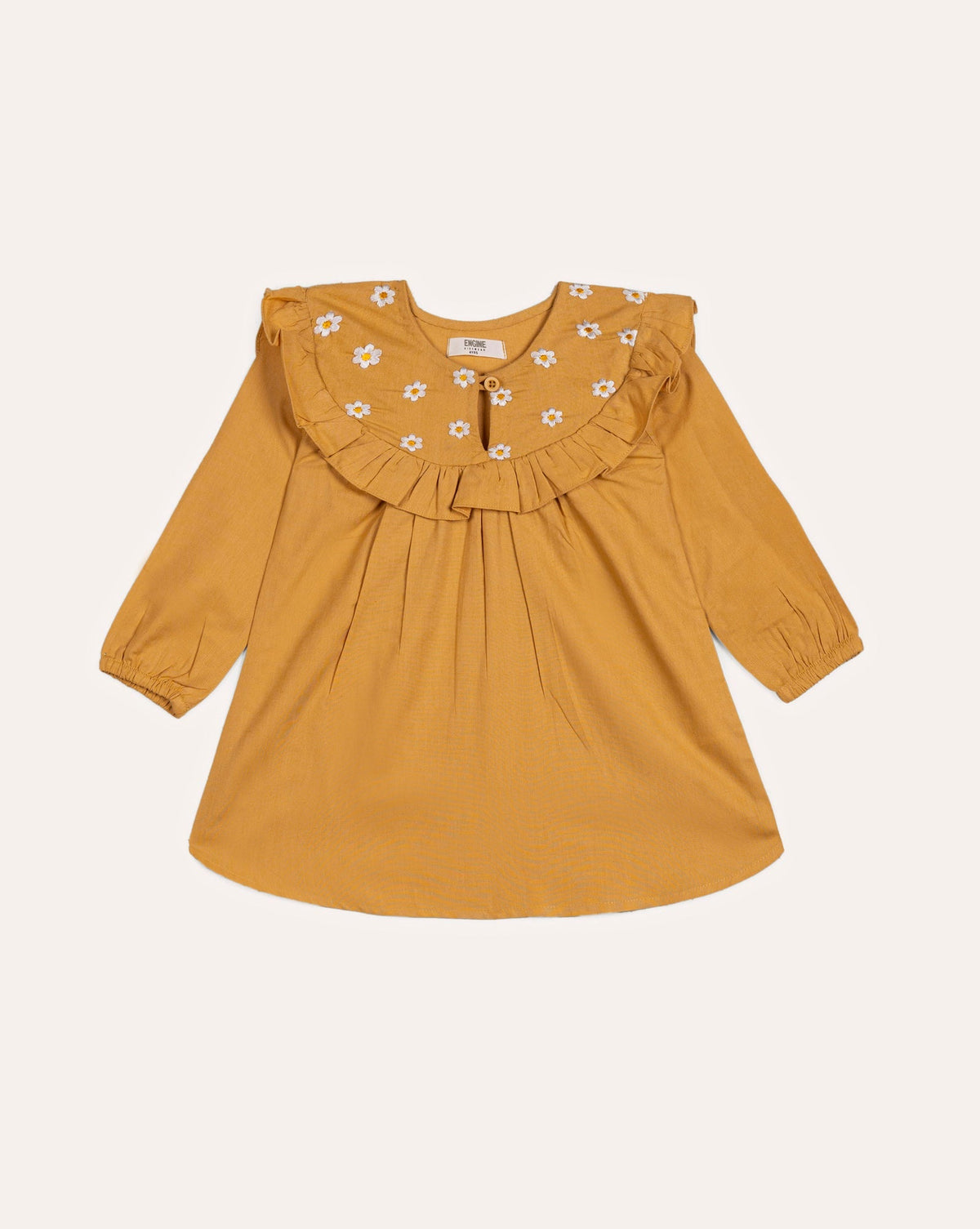 Baby Girls Mustered Color Dress Woven Top - Engine - Buy Now