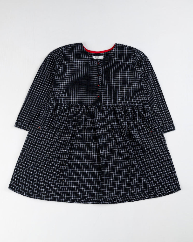 Baby Girl Black Color Dress Woven Top - Engine - Buy Now