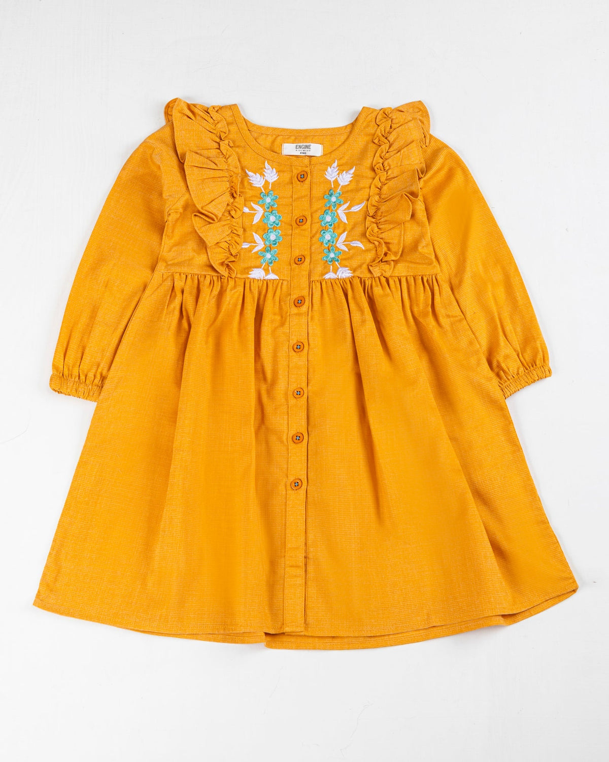 Baby Girl Mustered Color Dress Woven Top - Engine - Buy Now