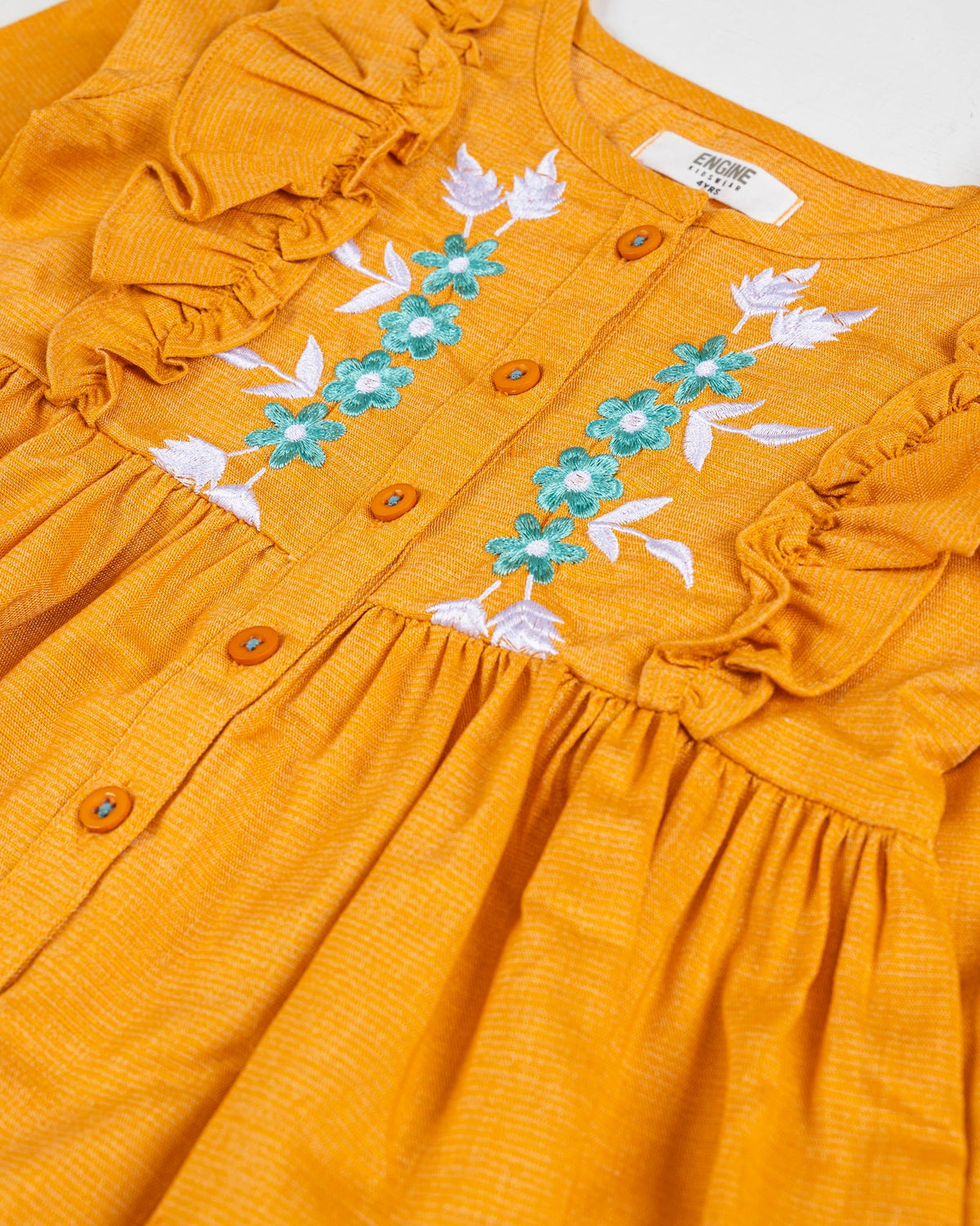 Baby Girl Mustered Color Dress Woven Top - Engine - Buy Now