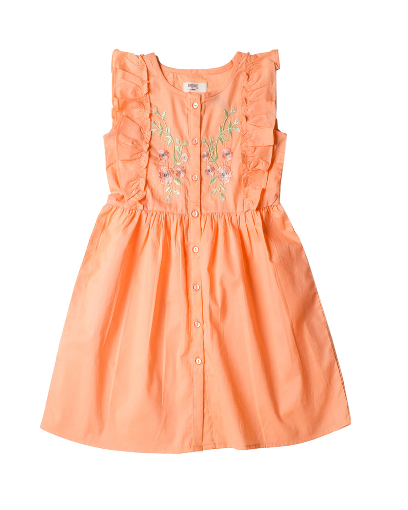 Girls Dress with Embroidery and Frill Detail - Engine - Buy Now