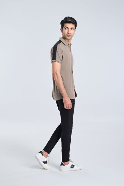 Men S/S Panel Tee Button Down